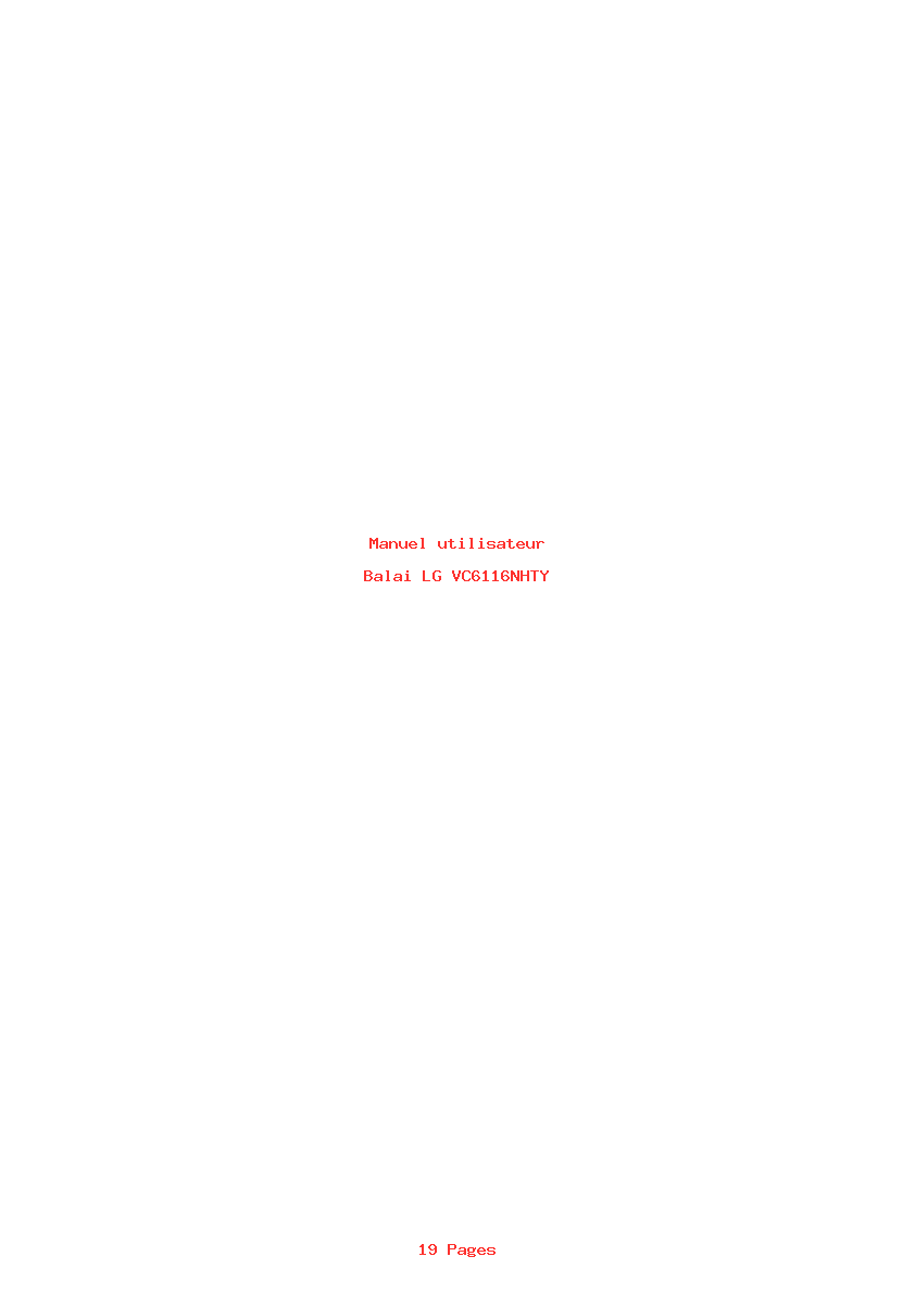 Page 1 de la notice Manuel utilisateur LG VC6116NHTY