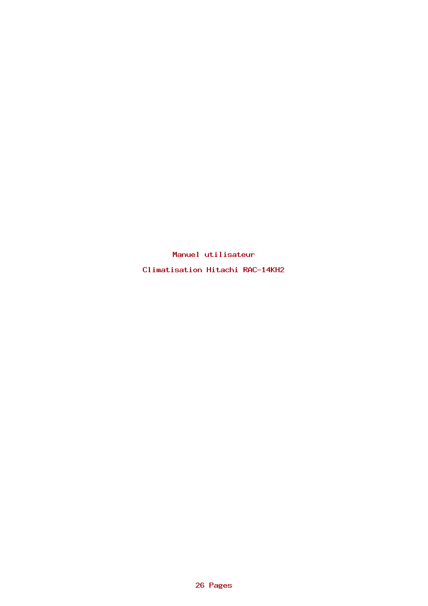 Page 1 de la notice Manuel utilisateur Hitachi RAC-14KH2