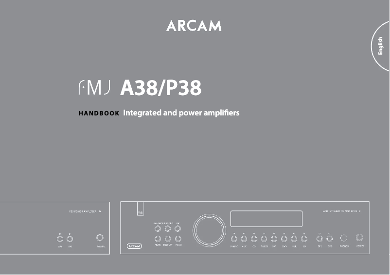 Page 1 de la notice Manuel utilisateur Arcam P38