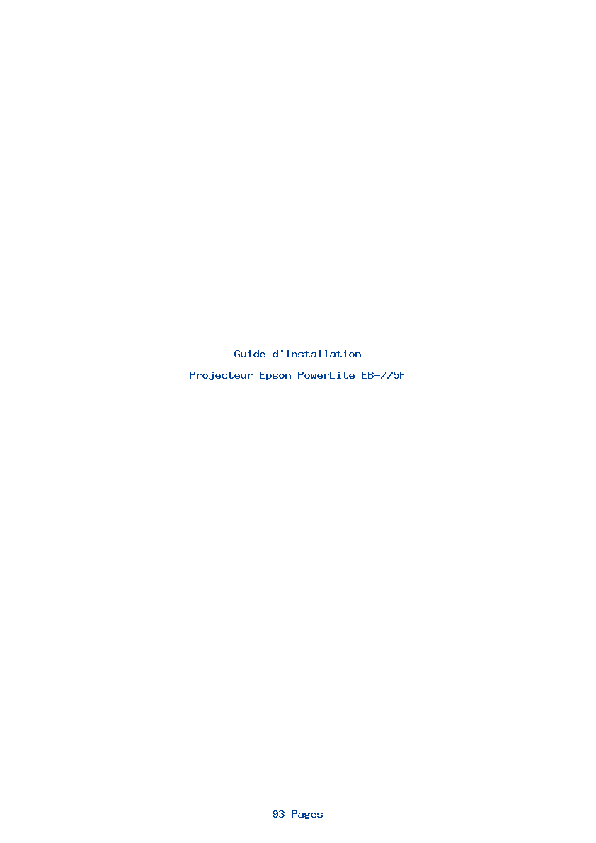Page 1 de la notice Guide d'installation Epson PowerLite EB-775F