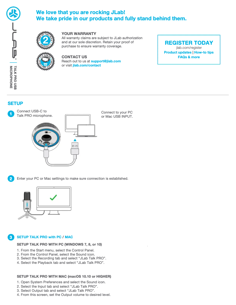 Page 1 de la notice Manuel utilisateur JLab Talk Pro