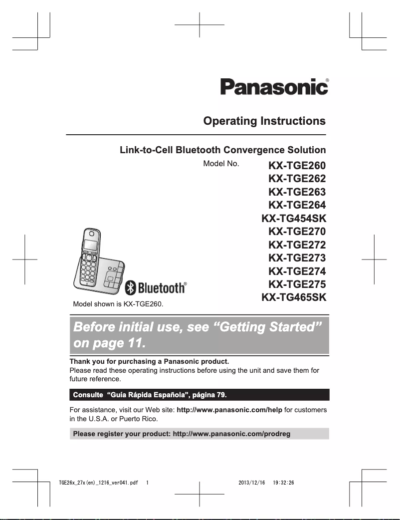 Página 1 del manual Manual de usuario Panasonic KX-TG465SK