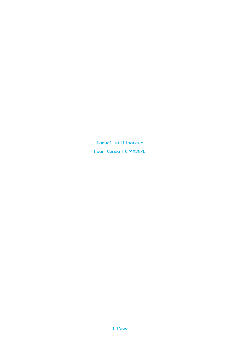 Page 1 de la notice Manuel utilisateur Candy FCP403N/E