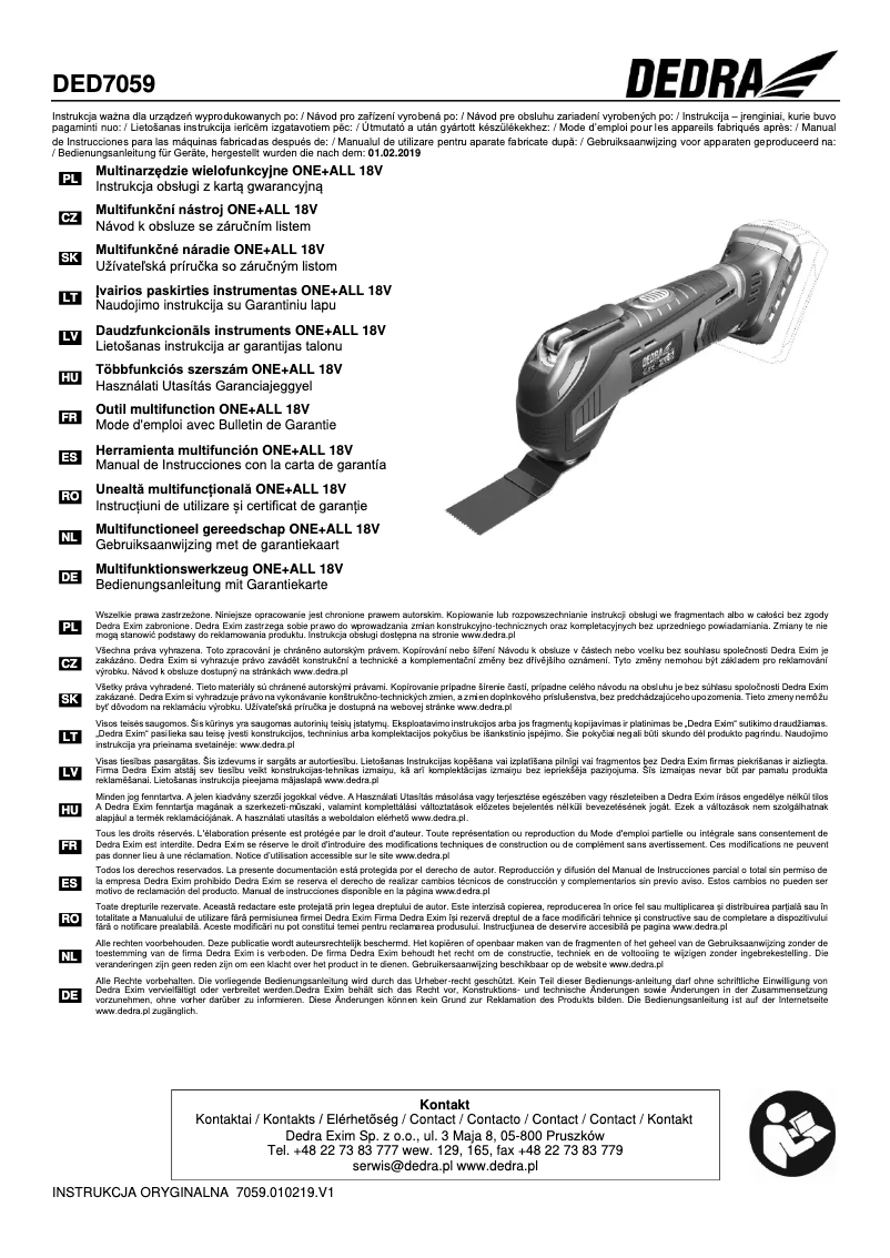 Page 1 de la notice Manuel utilisateur DEDRA DED7059