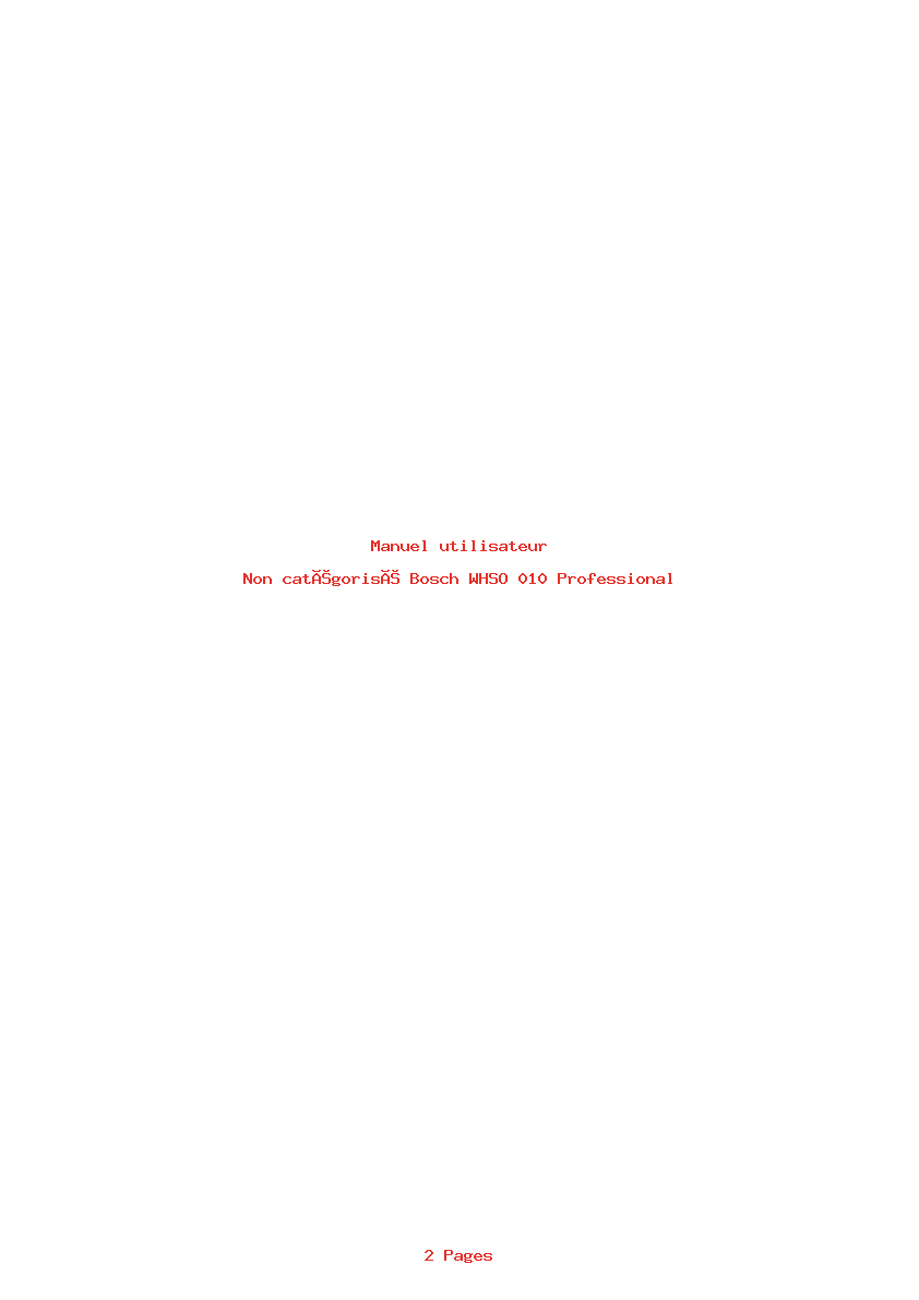 Page 1 de la notice Manuel utilisateur Bosch WHSO 010 Professional