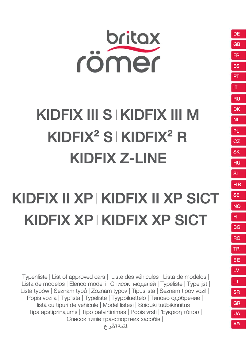 Page 1 de la notice Manuel utilisateur Britax-Römer KIDFIX 2 S