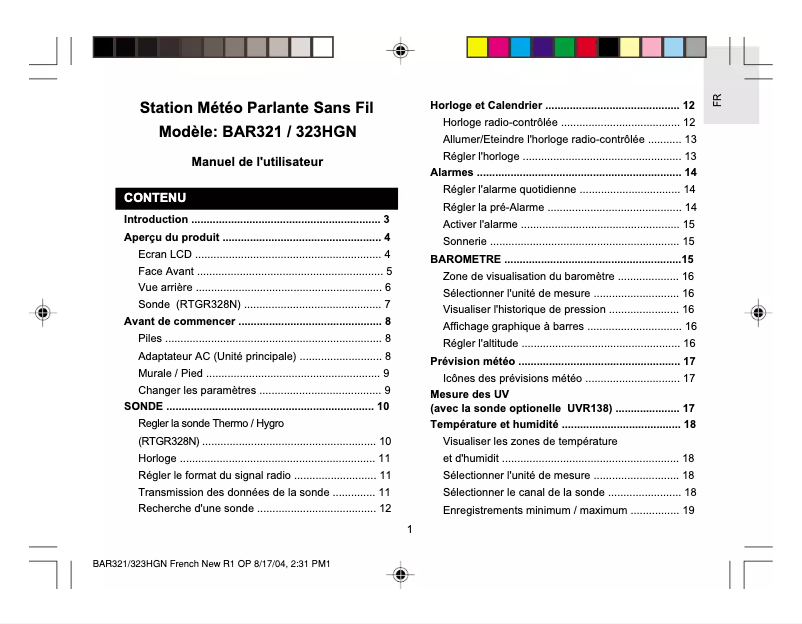 Página 1 del manual Manual de usuario Oregon Scientific BAR321HGN