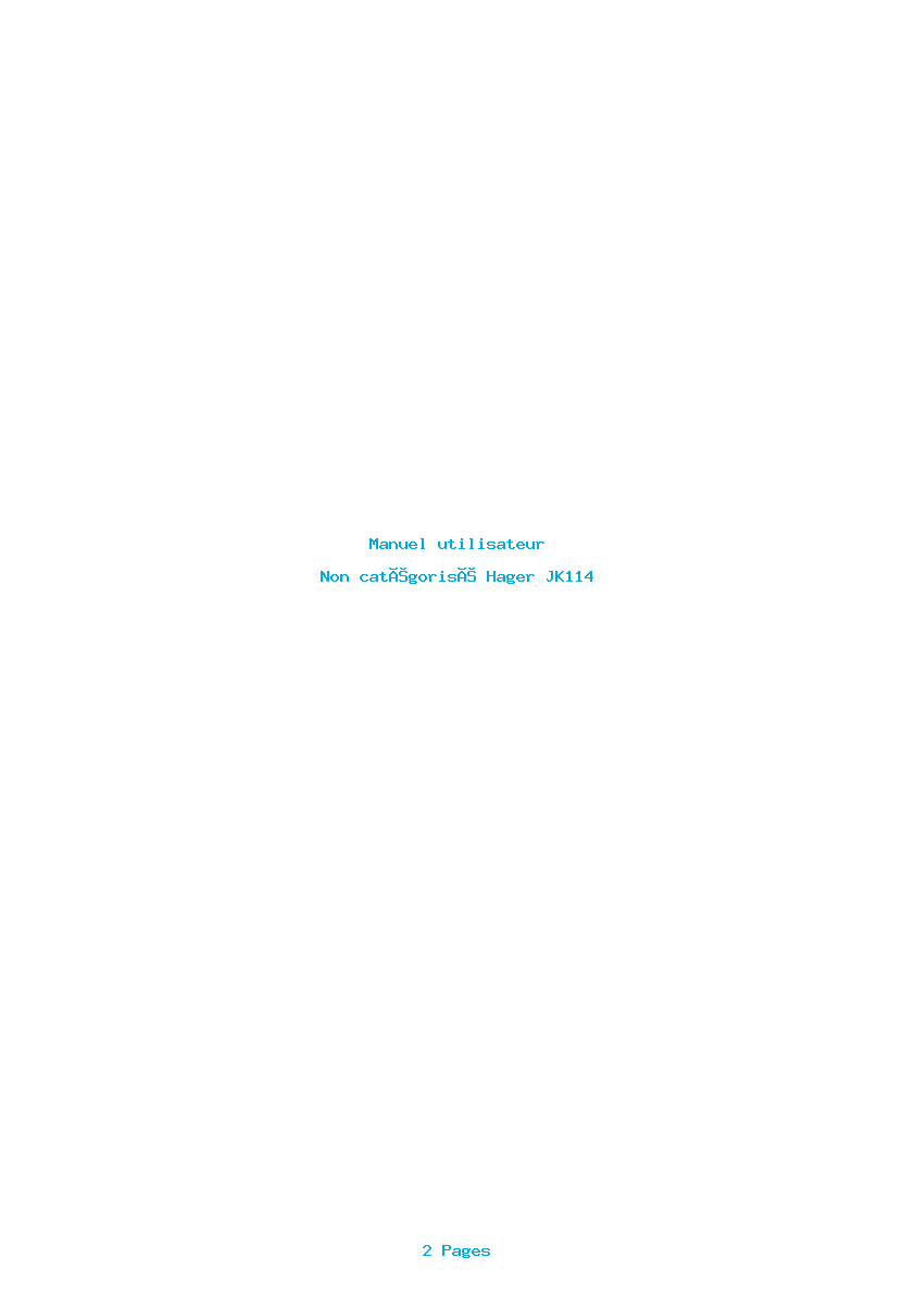 Page 1 de la notice Manuel utilisateur Hager JK114