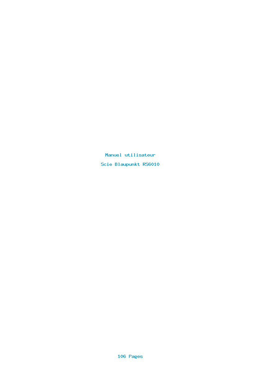 Page 1 de la notice Manuel utilisateur Blaupunkt RS6010
