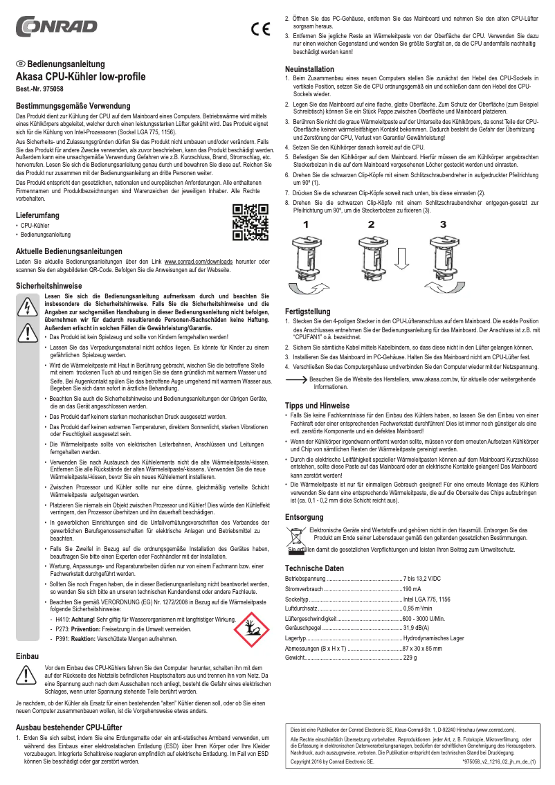 Page 1 de la notice Manuel utilisateur Akasa AK-CCE-7106HP