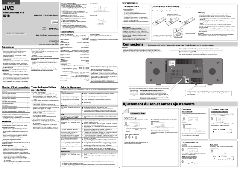 Page 1 of the manual User Manual JVC RD-N1W