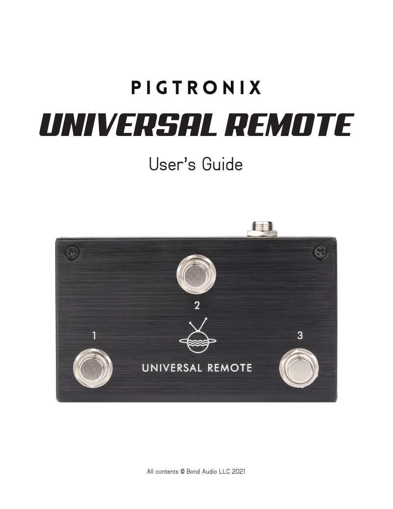 Page 1 de la notice Manuel utilisateur Pigtronix Universal Remote