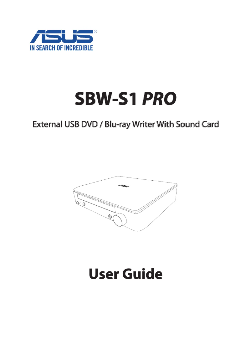 Page 1 de la notice Manuel utilisateur Asus SBW-S1