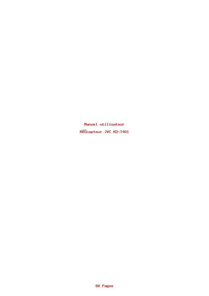 Page 1 de la notice Manuel utilisateur JVC KD-T401