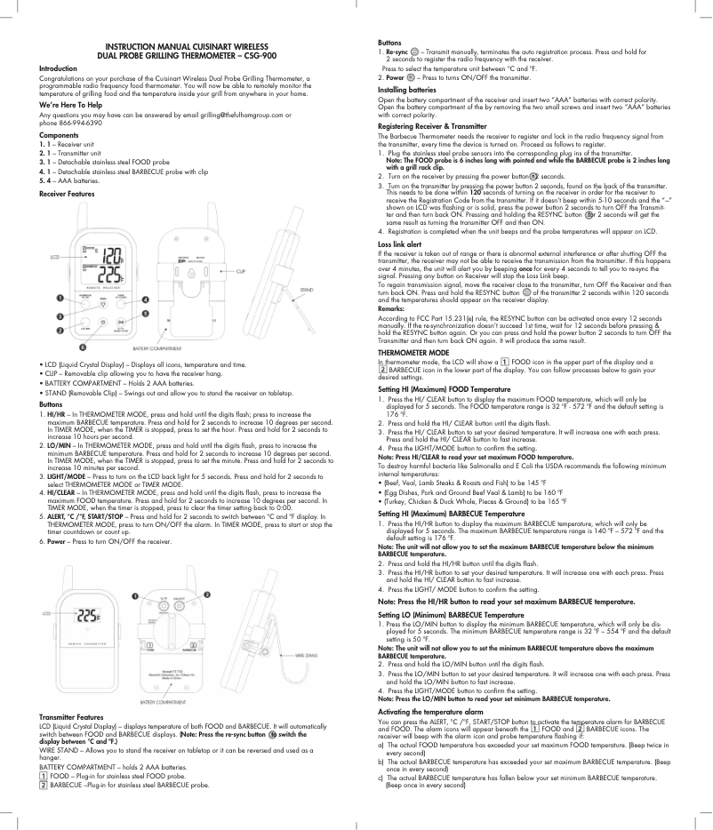 Page 1 de la notice Manuel utilisateur Cuisinart CSG-700
