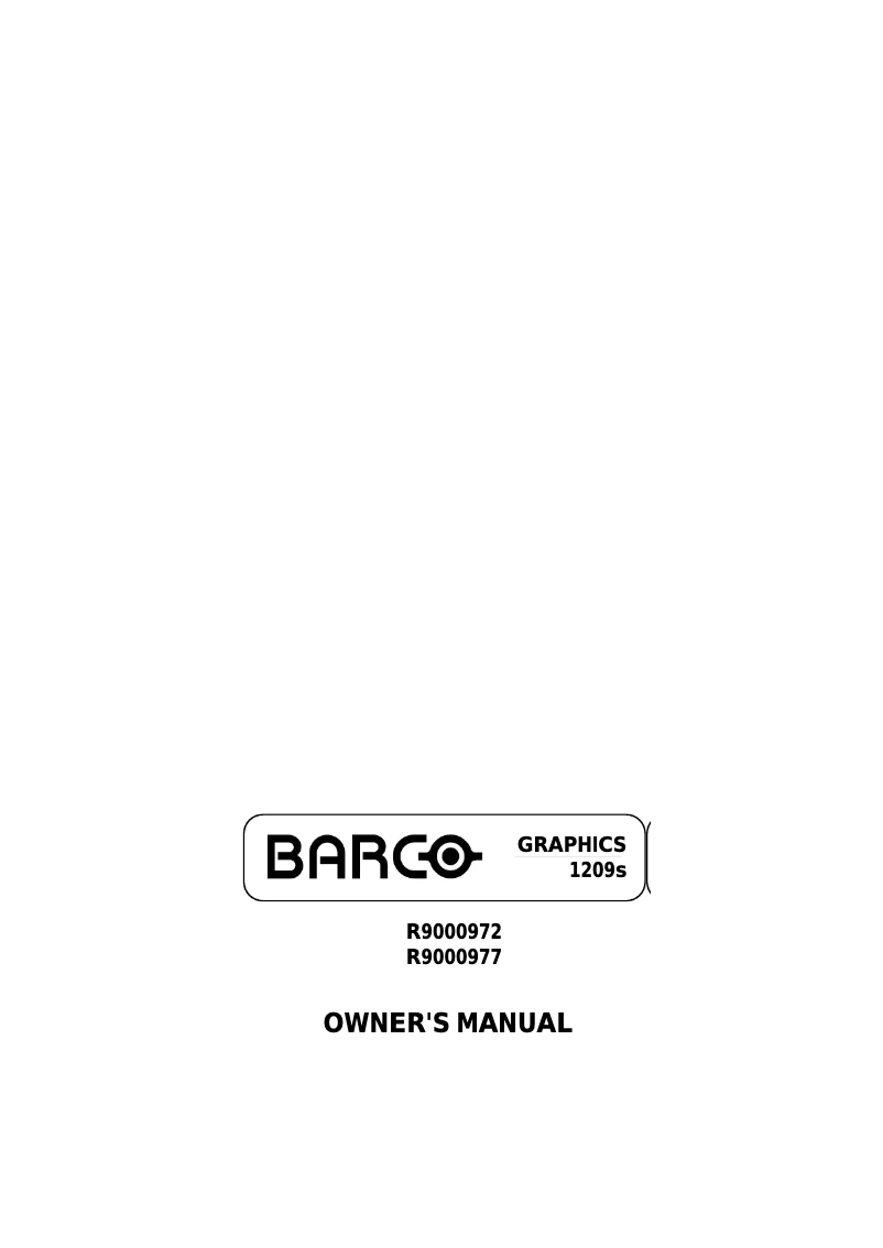 Page 1 de la notice Manuel utilisateur Barco Graphics 1209s