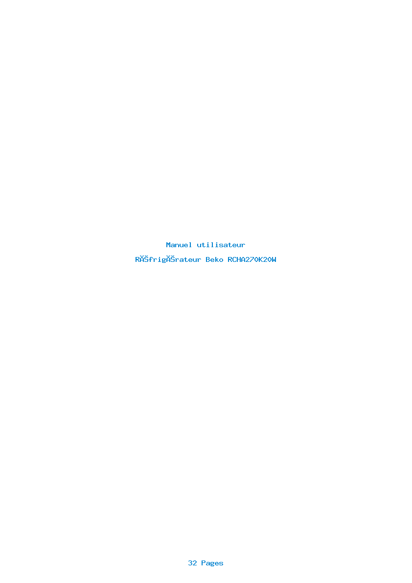 Page 1 de la notice Manuel utilisateur Beko RCHA270K20W