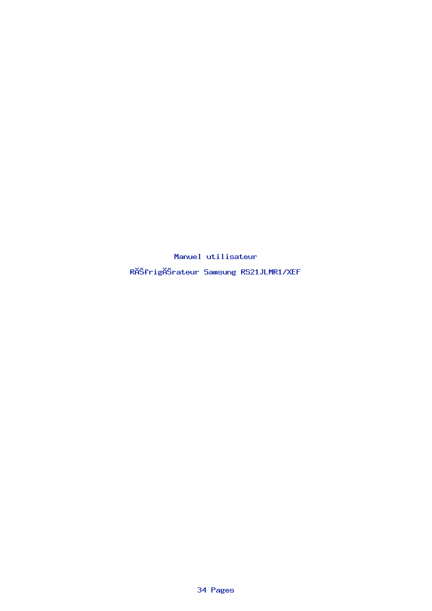 Page 1 de la notice Manuel utilisateur Samsung RS21JLMR1/XEF