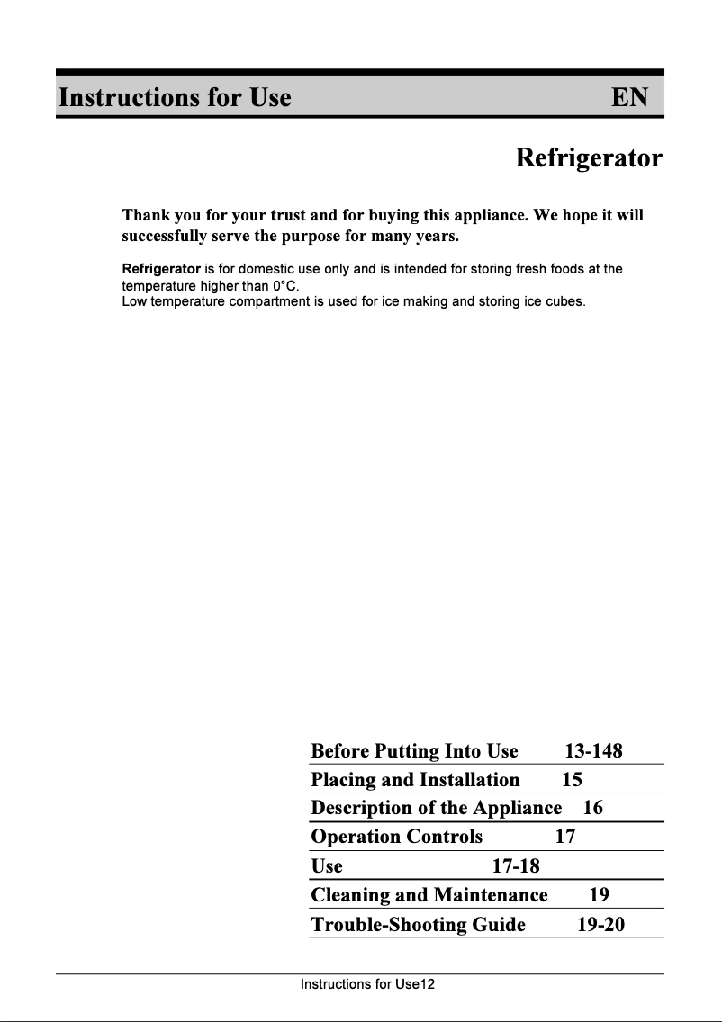 Page 1 de la notice Manuel utilisateur Gorenje RI0906B