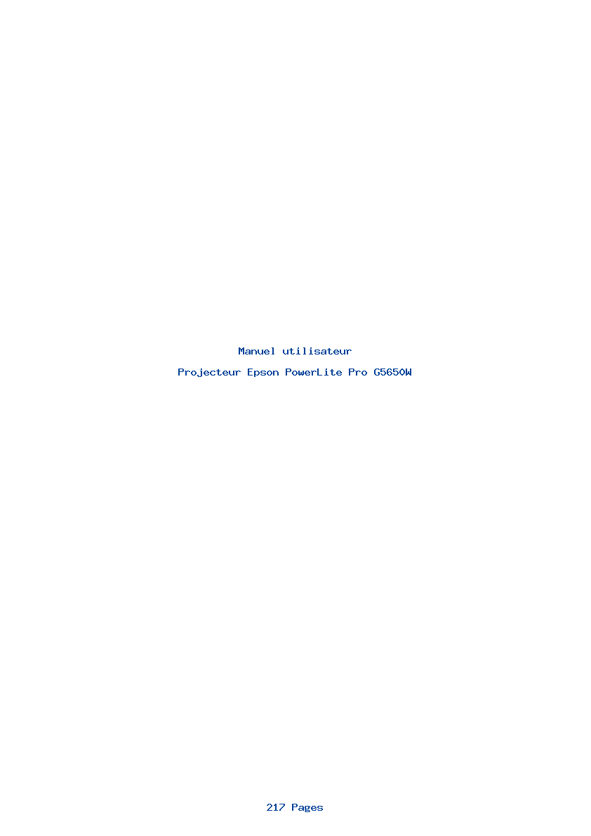 Page 1 de la notice Manuel utilisateur Epson PowerLite Pro G5650W