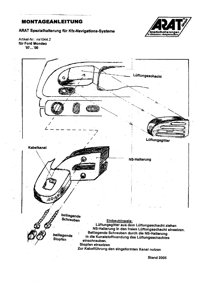 Page 1 de la notice Manuel utilisateur Arat NS1044.2