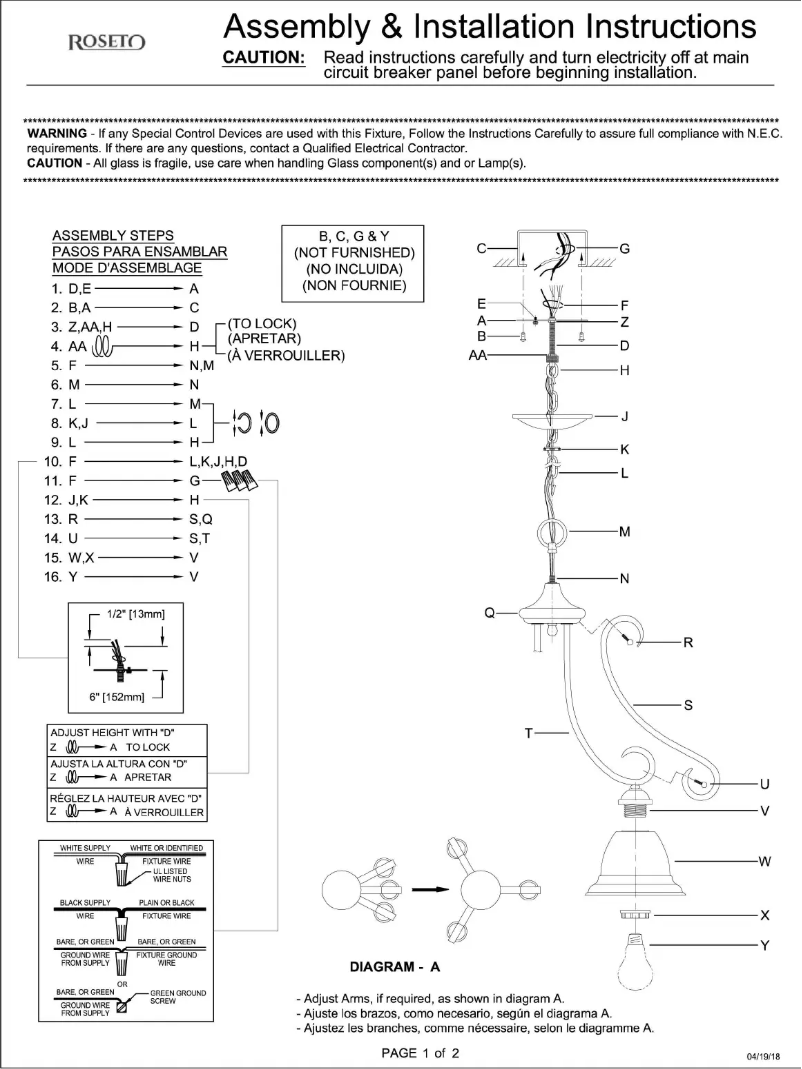 Page 1 de la notice Manuel utilisateur Roseto Emilia PCH9557BN