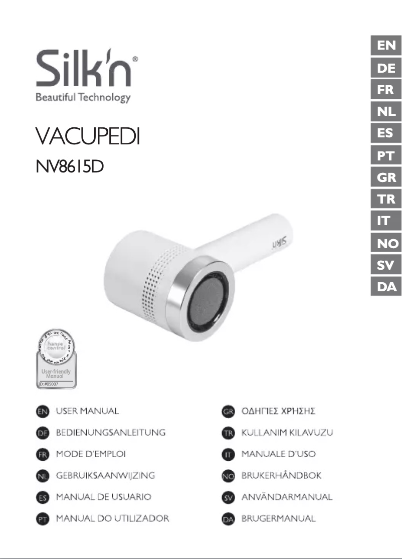 Page 1 of the manual User Manual Silk'n VacuPedi NV8615D