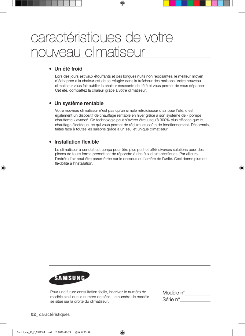 Page 1 de la notice Manuel utilisateur Samsung AQ18FEX