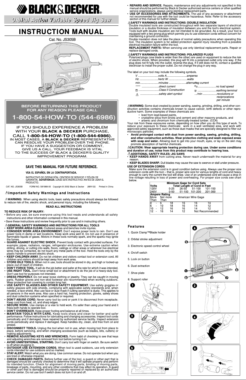 Page 1 de la notice Manuel utilisateur Black & Decker JS305B
