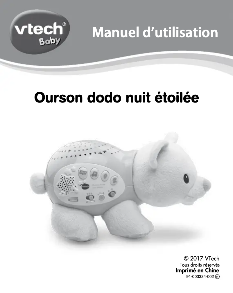 Page 1 of the manual User Manual Vtech Ourson Dodo Nuit Etoilee
