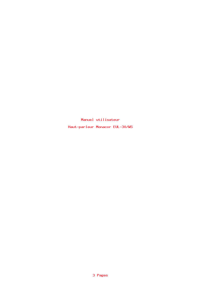 Page 1 de la notice Manuel utilisateur Monacor EUL-30/WS