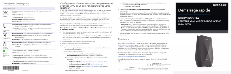 Page 1 de la notice Guide d'installation Netgear Nighthawk X6 EX7700