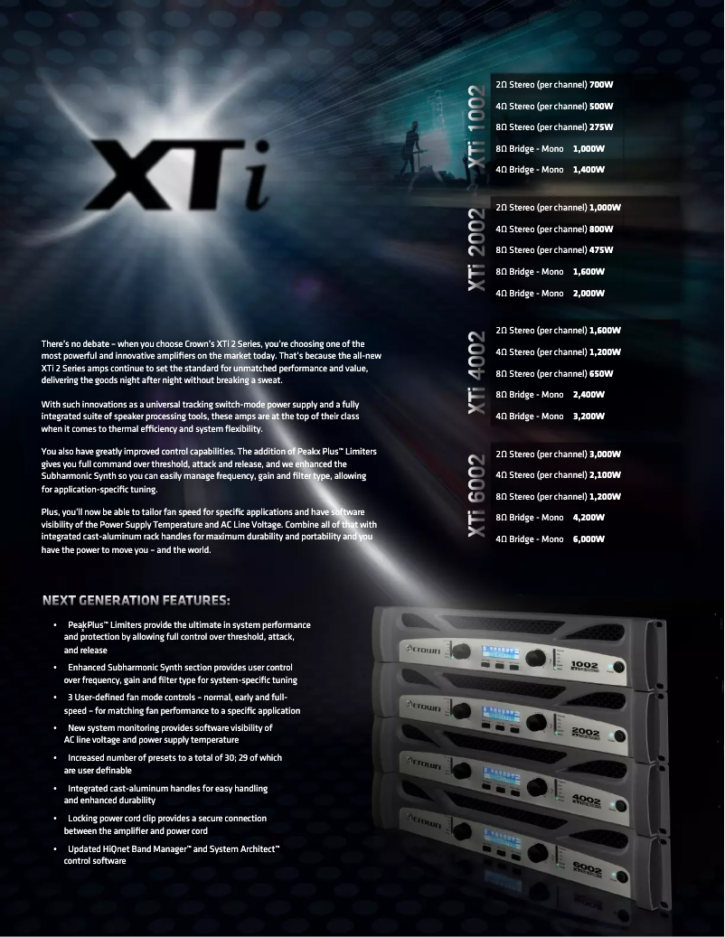 Page 1 de la notice Fiche technique Crown XTi 6002