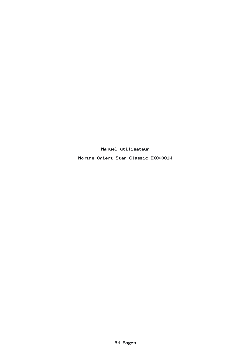 Page 1 de la notice Manuel utilisateur Orient Star Classic DX00001W