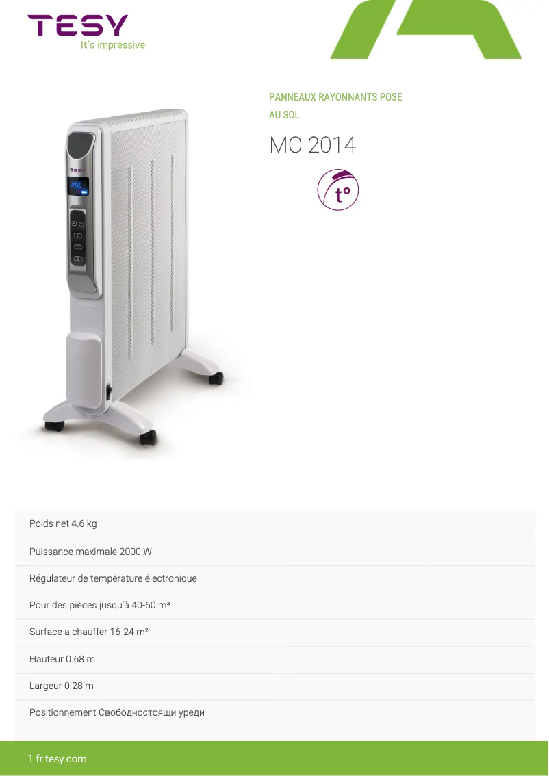 Página 1 del manual Manual de usuario Tesy MC 2014