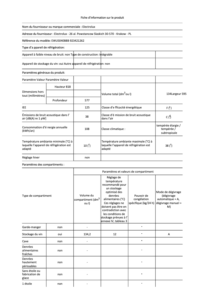 Página 1 del manual Ficha técnica Electrolux EWUS040B8B