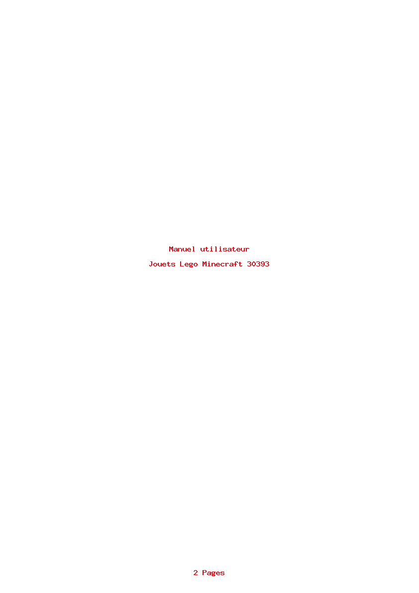 Page 1 de la notice Manuel utilisateur Lego Minecraft 30393