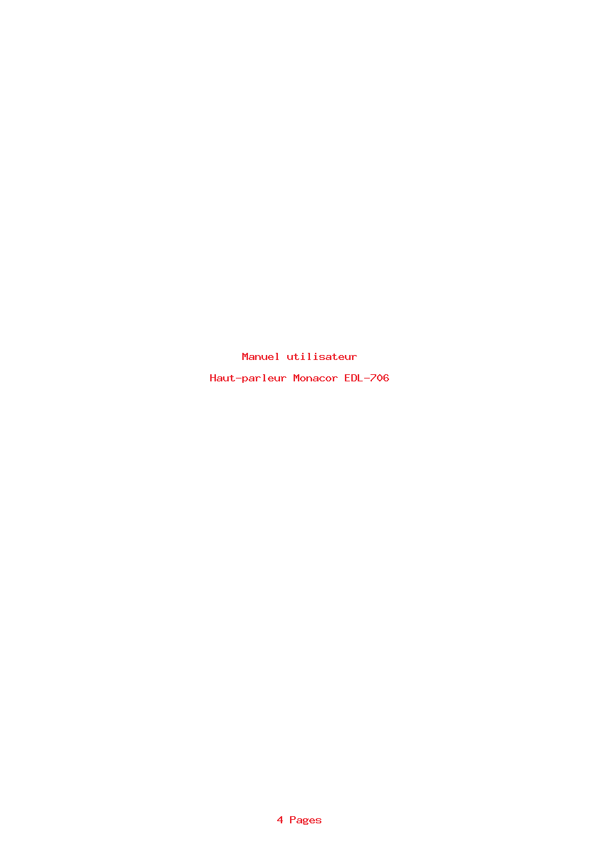 Page 1 de la notice Manuel utilisateur Monacor EDL-706