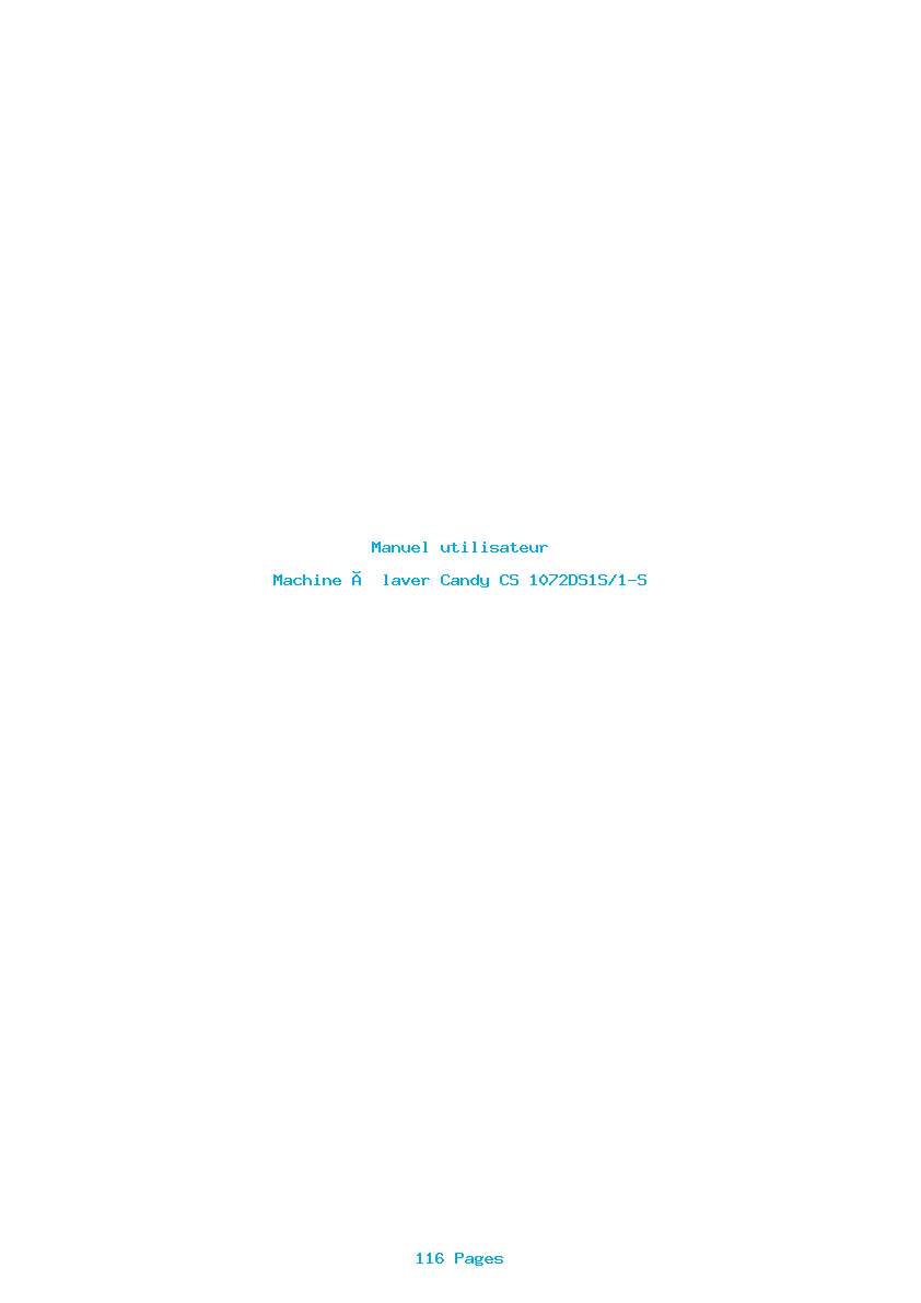 Page 1 de la notice Manuel utilisateur Candy CS 1072DS1S/1-S