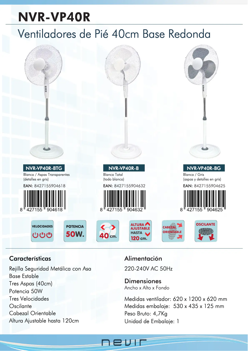 Page 1 de la notice Manuel utilisateur Nevir NVR-VP40R-BG