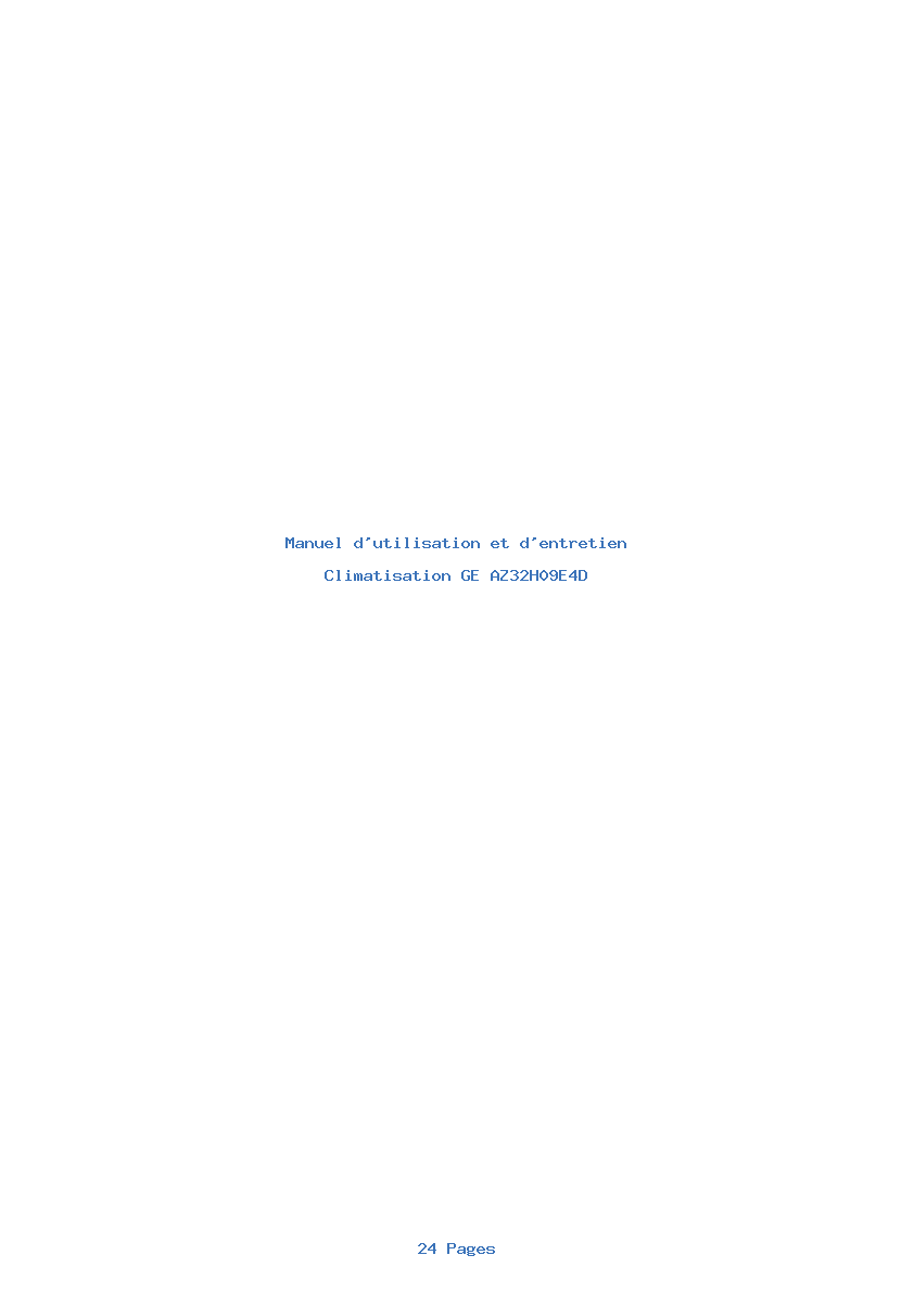 Page 1 de la notice Manuel d'utilisation et d'entretien GE AZ32H09E4D