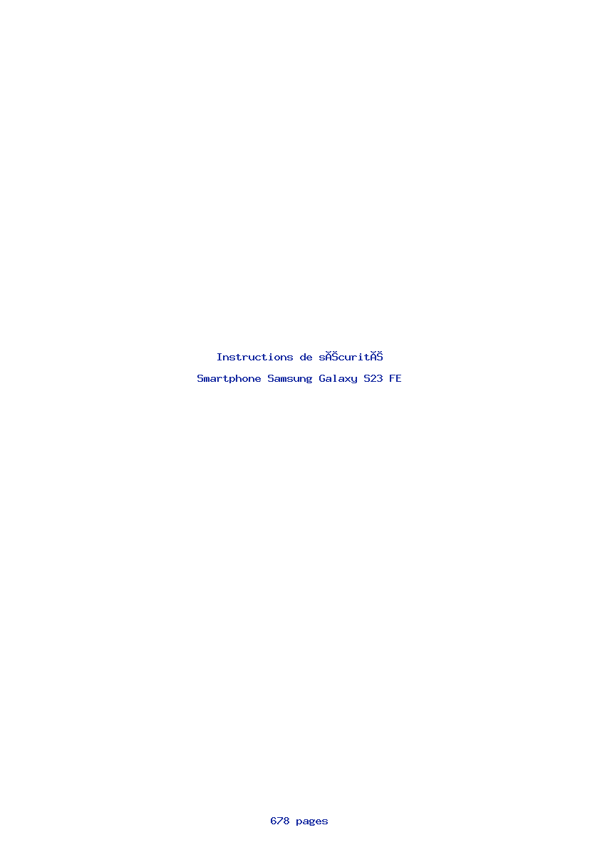 Page 1 de la notice Instructions de sécurité Samsung Galaxy S23 FE