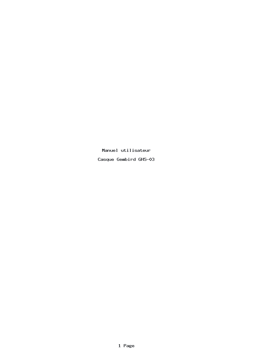 Page 1 de la notice Manuel utilisateur Gembird GHS-03