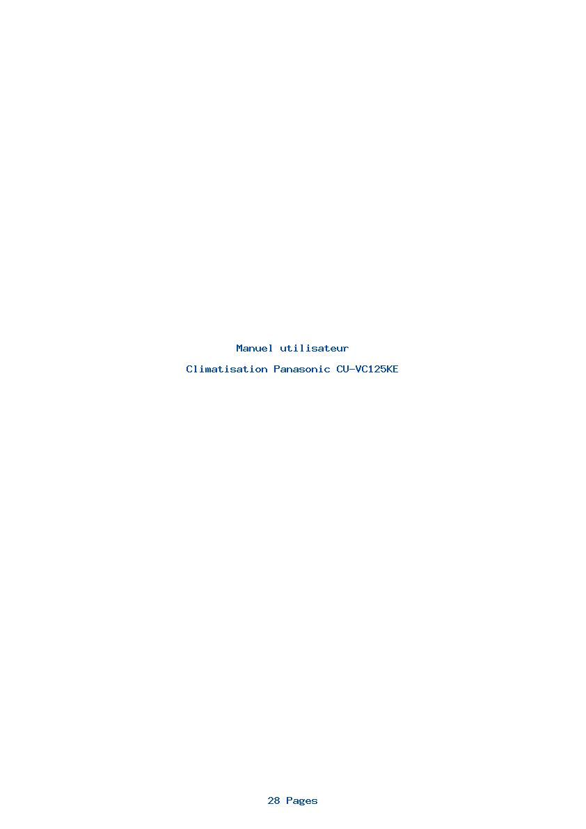 Page 1 de la notice Manuel utilisateur Panasonic CU-VC125KE