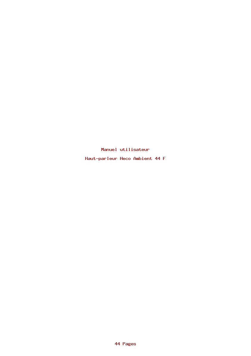 Page 1 de la notice Manuel utilisateur Heco Ambient 44 F