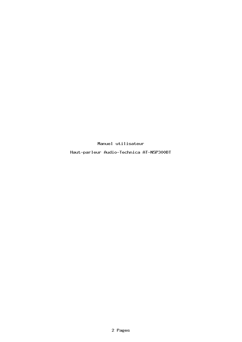 Page 1 de la notice Manuel utilisateur Audio-Technica AT-NSP300BT