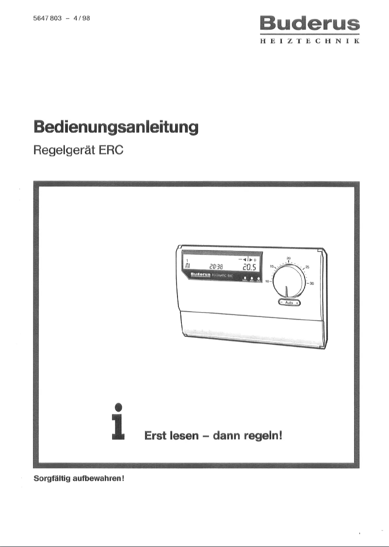 Page 1 de la notice Manuel utilisateur Buderus ERC