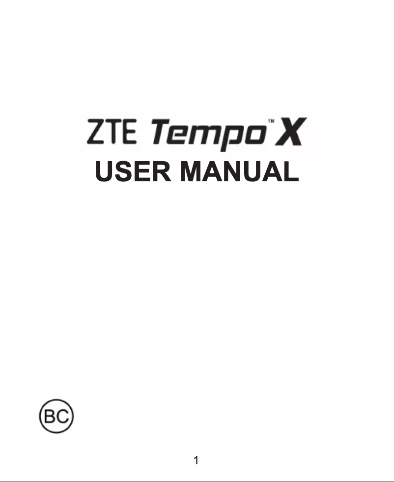 Página 1 del manual Manual de usuario ZTE Tempo X