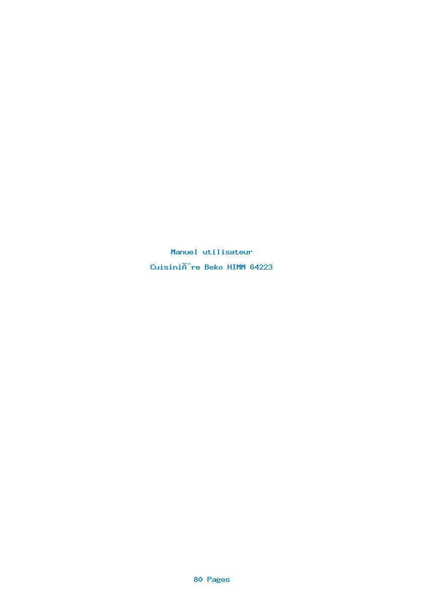 Page 1 de la notice Manuel utilisateur Beko HIMM 64223