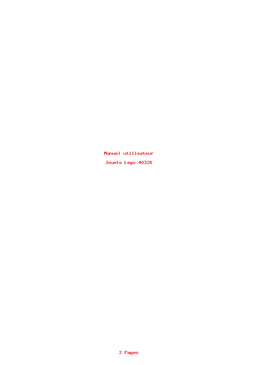Page 1 de la notice Manuel utilisateur Lego 40328